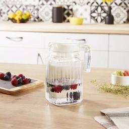 Luminarc Quadro Glass Jug with White Lid, 16.75 oz. Small Pitcher thumbnail 2