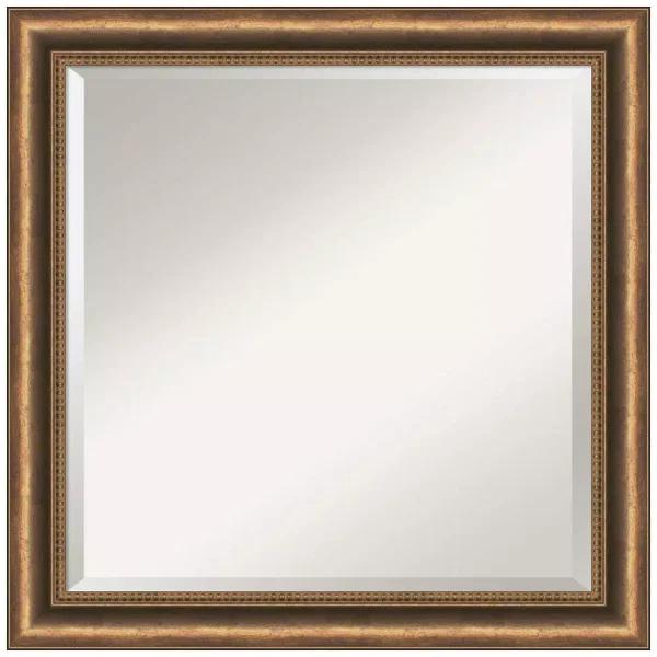 Amanti Art Manhattan 24 in. Square Bronze Wood Framed Beveled Edge Bathroom Vanity Mirror