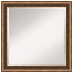 Amanti Art Manhattan 24 in. Square Bronze Wood Framed Beveled Edge Bathroom Vanity Mirror thumbnail 1