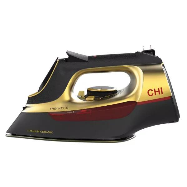 CHI Retractable Cord Steam Iron with Titanium-Infused Ceramic Soleplate, Gold
