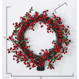 Worth Imports 18 in. Artificial Lighted Holiday Wreath with Poinsettias, Berries, and Timer thumbnail 2