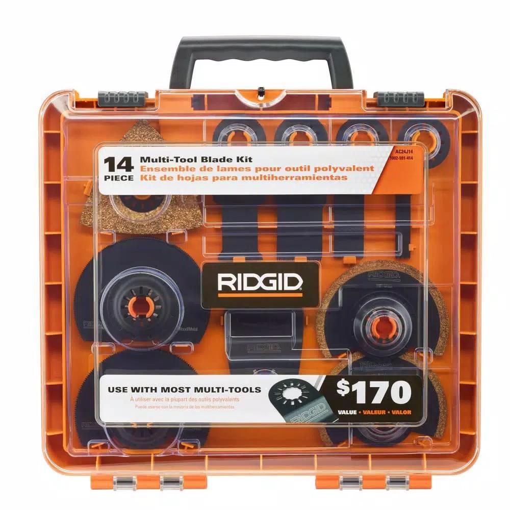 RIDGID 4 Amp Corded JobMax Multi-Tool Kit with 14-Piece Oscillating Blade Accessory Set