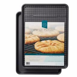 Chicago Metallic Professional Non-Stick Cookie and Jelly Roll Pan Set with Cooling Rack, 3-Piece thumbnail 4