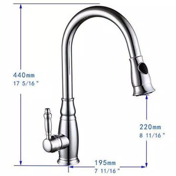 Vanity Art Chrome Single-Handle Pull-Down Kitchen Faucet with 360 Degree Swivel Spout