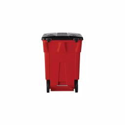 Suncast Commercial 96 Gallon Red Heavy Duty Wheeled Trash Can with Attached Lid thumbnail 4