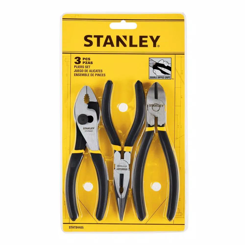 Stanley 3-Piece Plier Set, 6 in. Slip Joint, Long Nose, and Diagonal Pliers