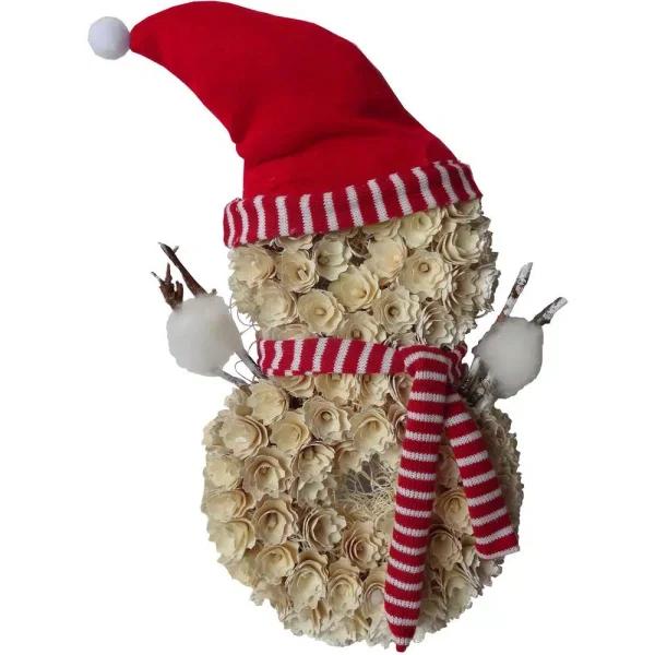 Fraser Hill Farm 25 in. Artificial Snowman Christmas Wreath with Red Hat and Striped Scarf