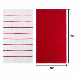 Lavish Home 8-Piece Waffle Weave Cotton Kitchen Towel Set, Multi-Color Striped and Solid thumbnail 2