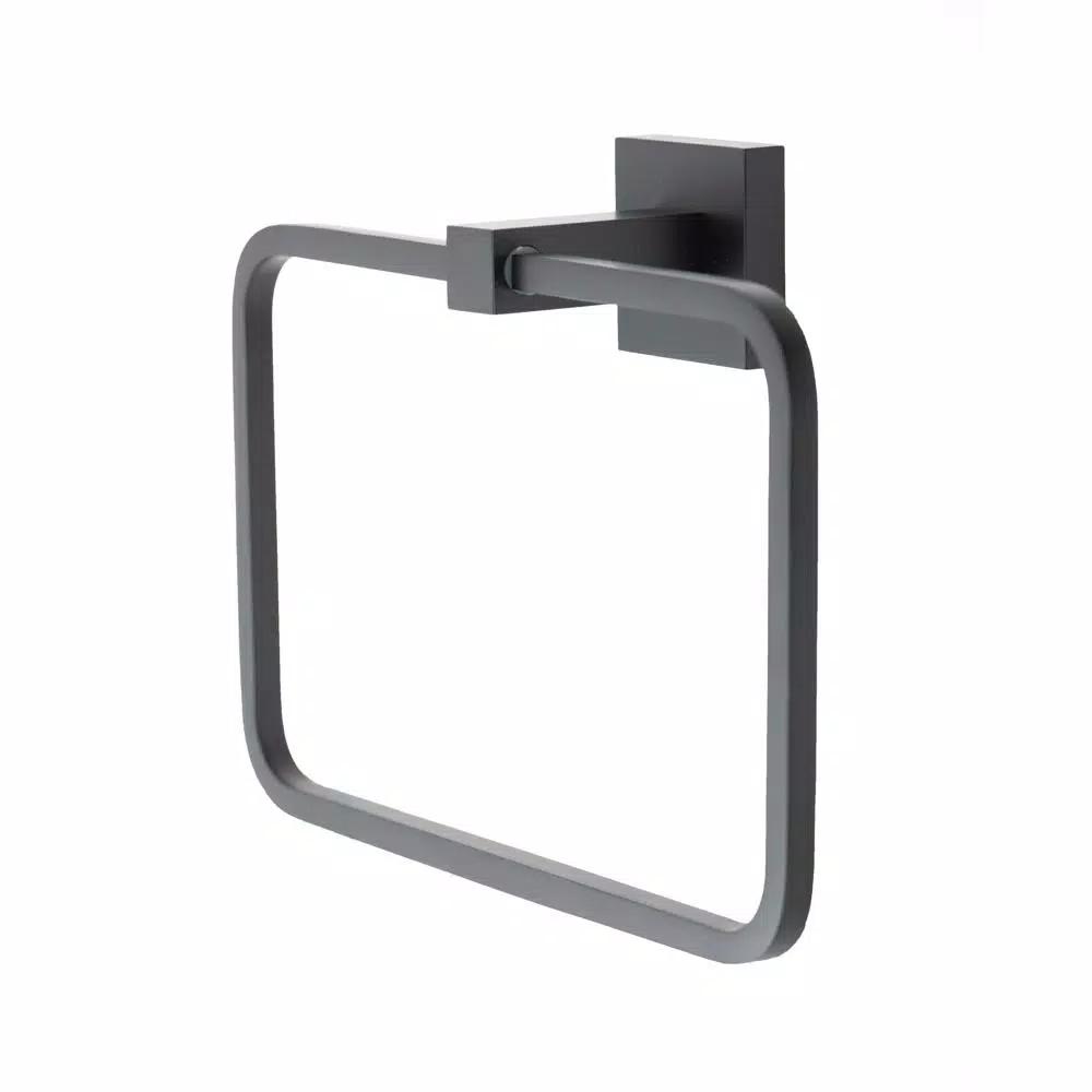 Italia Trieste Matte Black Wall Mount Towel Ring