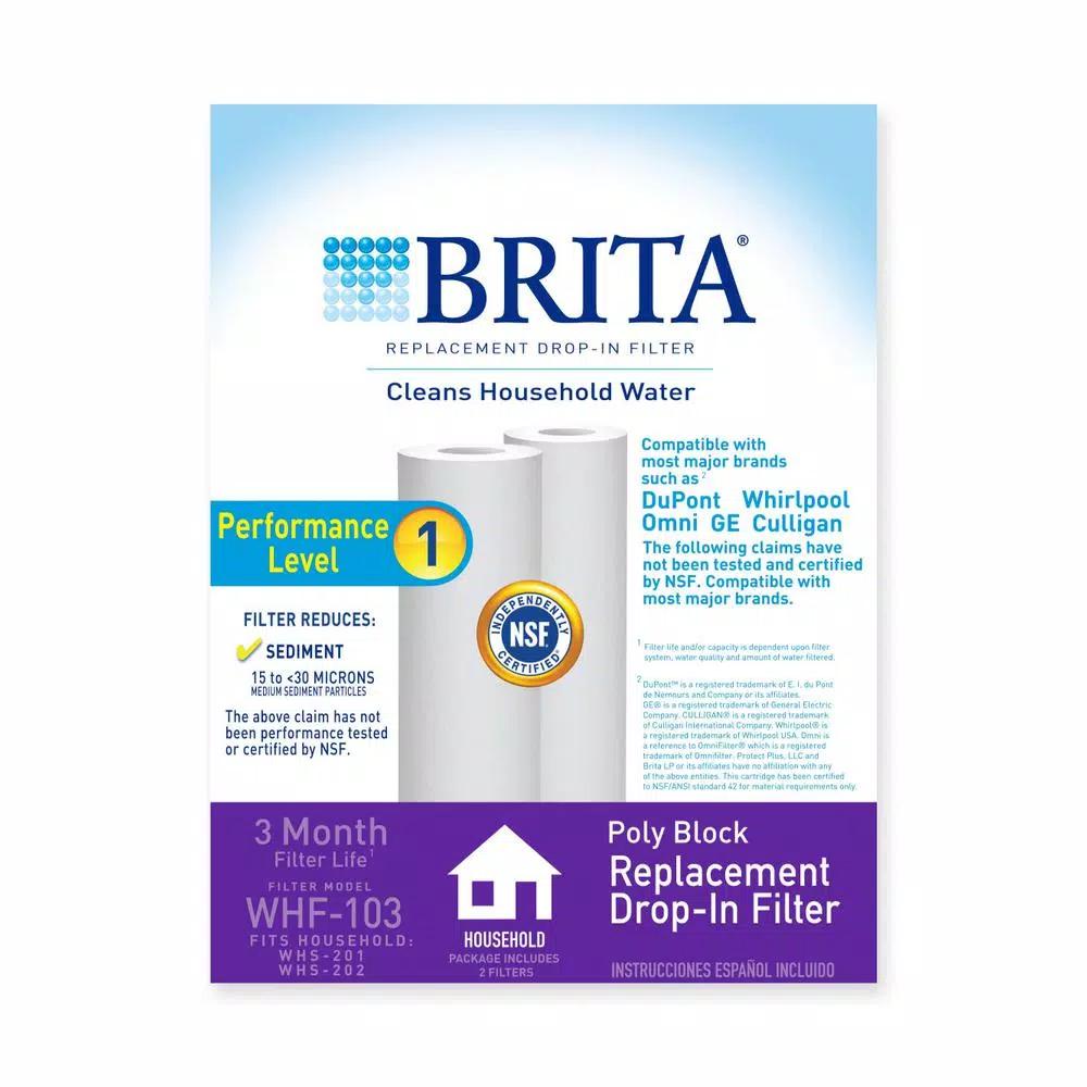 Brita Universal Poly Block Whole House Water Filter Cartridge, 10 Micron, 2-Pack