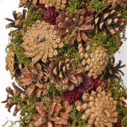 Noble House 18.5 in. Natural Brown Artificial Christmas Wreath with Pine Cones and Green Moss Accents thumbnail 2