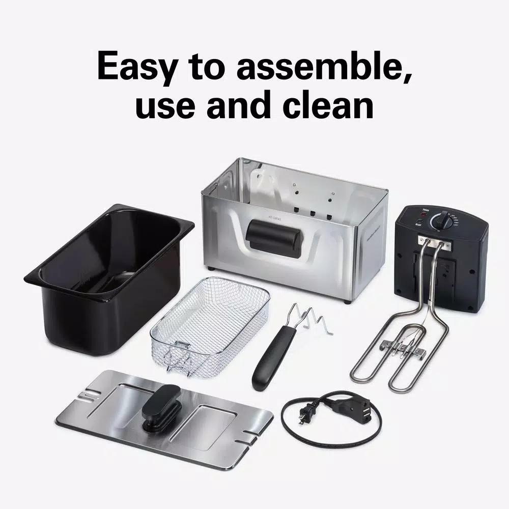 Hamilton Beach 2 Qt. Stainless Steel Deep Fryer with Adjustable Thermostat, 1500W
