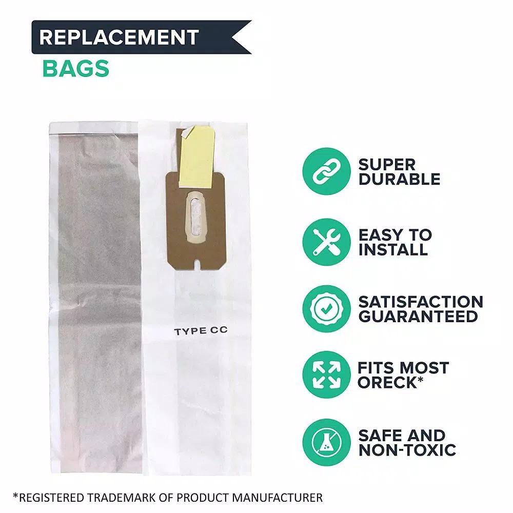 Think Crucial 16-Pack Replacement Vacuum Bags Compatible with Oreck Type CC and XL, Replaces CCPK8 & CCPK8DW