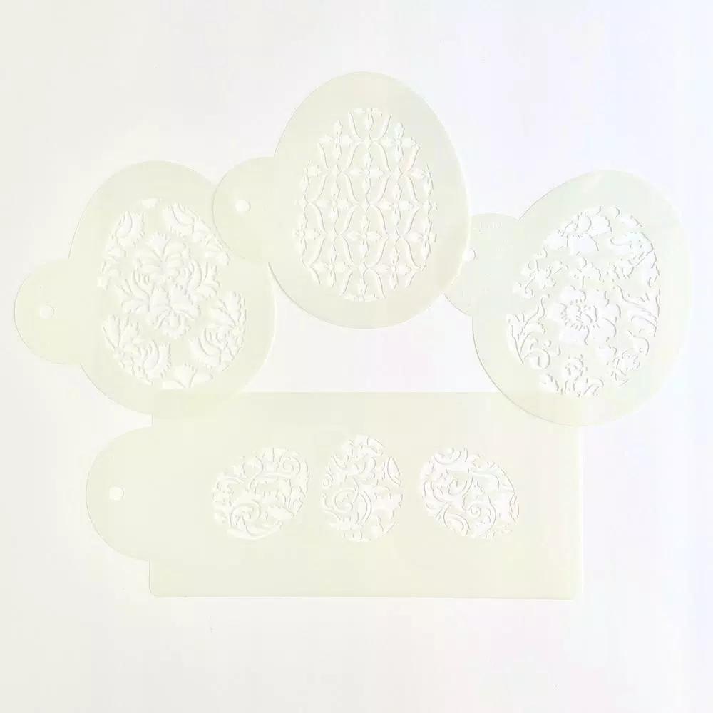 Designer Stencils Ornamental Egg Cookie Stencil Bundle - 4 Decorative Patterns