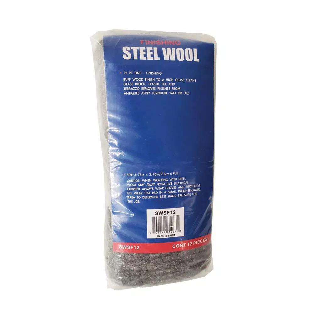 Robtec Grade #0000 Super Fine Steel Wool Pads, 12-Pack