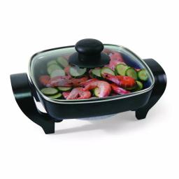 Nesco 8 in. Electric Skillet, 1800W Non-Stick Square Pan with Glass Lid, Black thumbnail 3