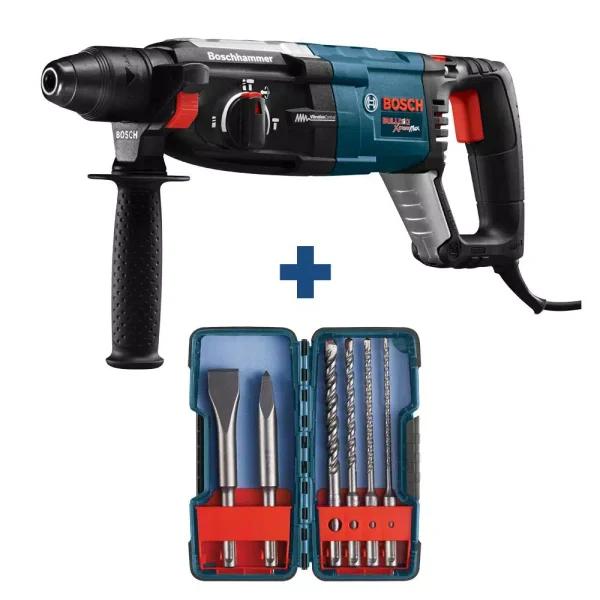 Bosch GBH2-28L Reconditioned 8.5A SDS-Plus Rotary Hammer Drill Kit with 6-Piece Bulldog Bit Set and Case