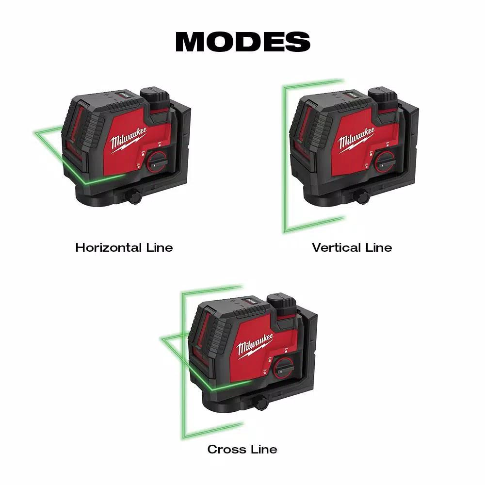 Milwaukee REDLITHIUM USB Green Cross Line Laser Level, 100 ft. Range