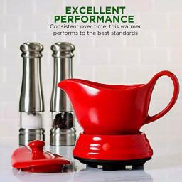 Ovente 16 oz. Red Electric Gravy Warmer with Detachable Ceramic Boat thumbnail 8