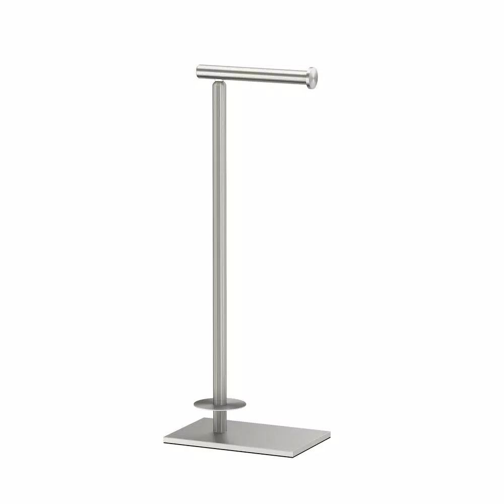 Gatco Latitude II Square Freestanding Toilet Paper Holder with Storage, Satin Nickel