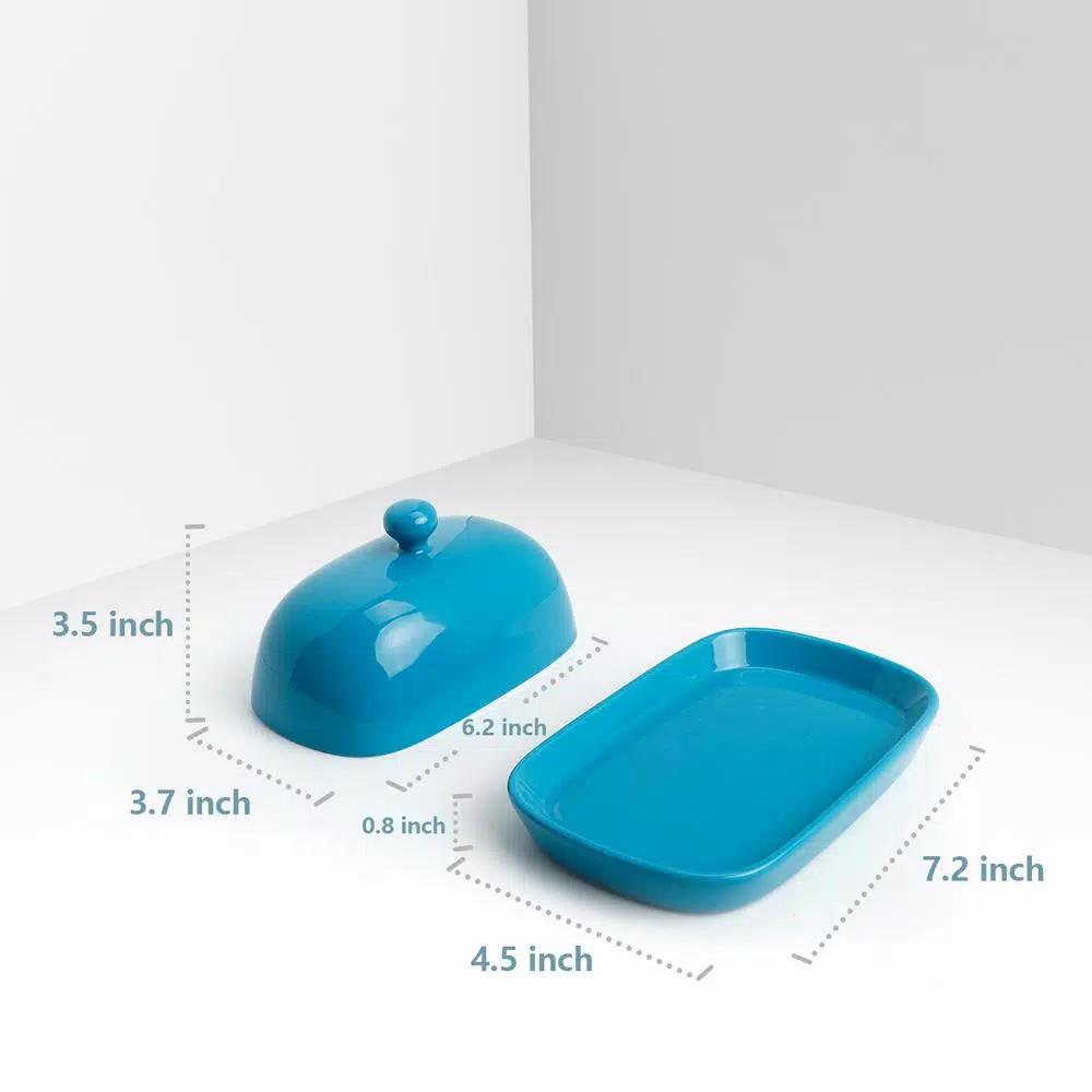 Sweese Porcelain Butter Dish with Lid, Steel Blue, 1 Piece