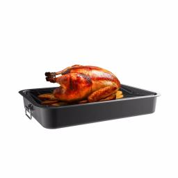 Classic Cuisine Heavy Duty Nonstick Carbon Steel Roasting Pan with Angled Rack thumbnail 5
