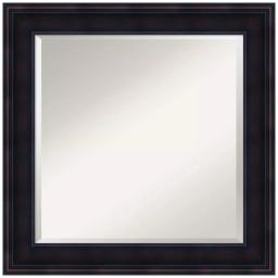 Amanti Art 25 in. Square Beveled Edge Wood Framed Bathroom Vanity Mirror, Dark Brown Mahogany thumbnail 1