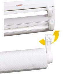 HOUSEHOLD ESSENTIALS Leifheit Wall Mount Paper Towel Holder with Spice Rack and Foil/Plastic Wrap Dispensers, White thumbnail 5