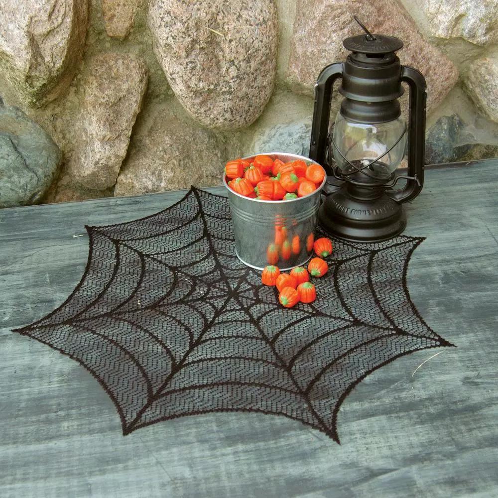 Heritage Lace Spider Web 20 in. Black Round Doily Set of 4