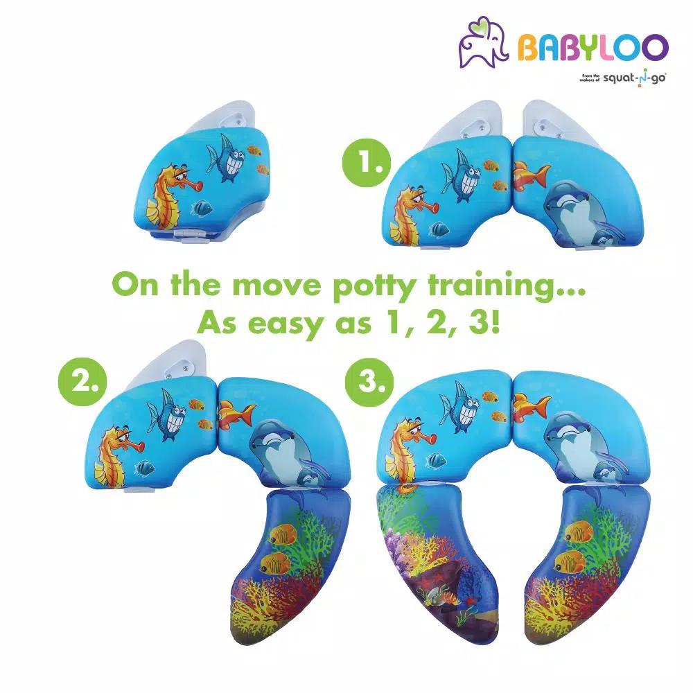 Babyloo Ocean Pattern Folding Cushioned Toilet Seat with Travel Bag for Toddlers