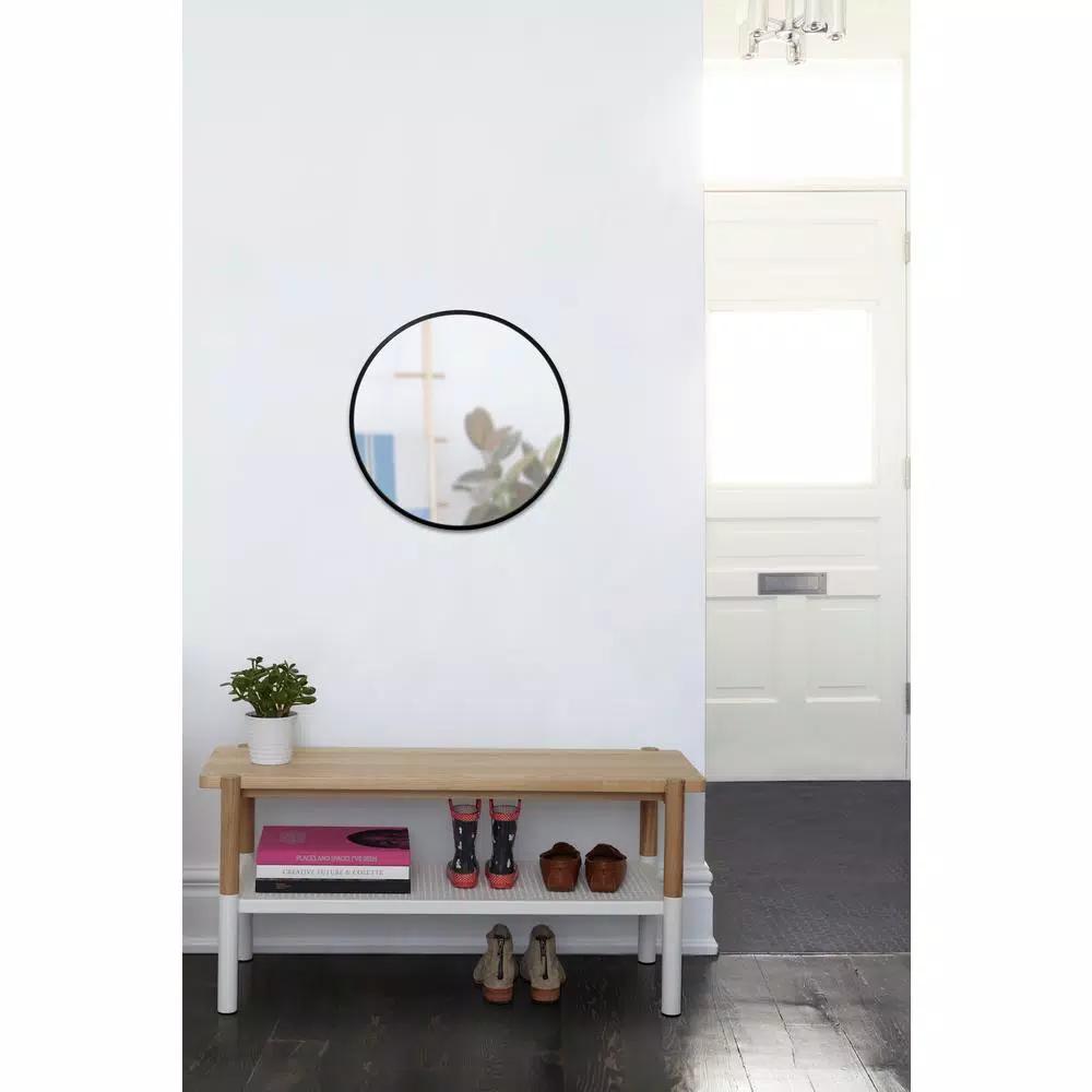 Umbra HUB Contemporary Round Mirror with Black Rubber Rim, 24 in.