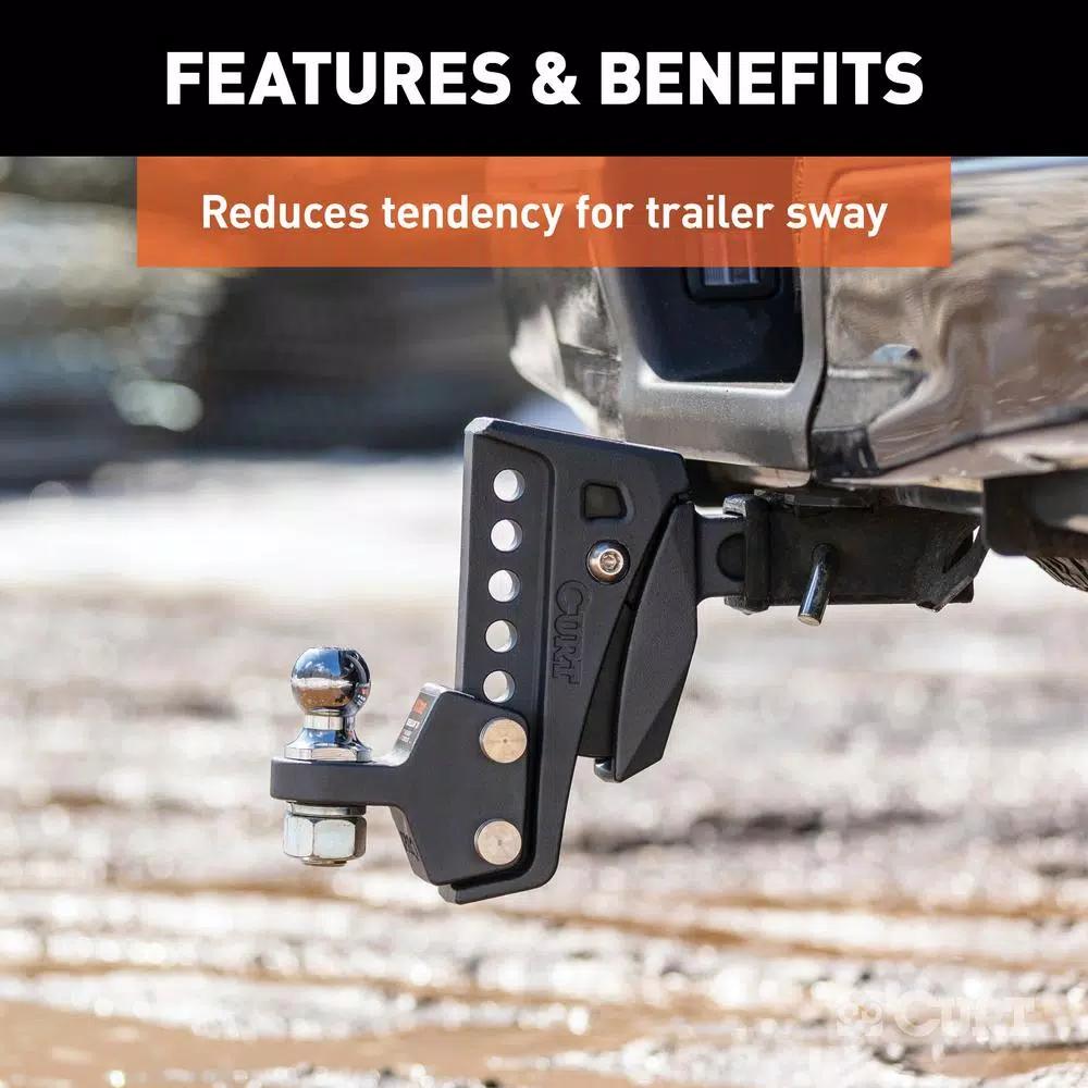 CURT Rebellion XD Adjustable Cushion Hitch Ball Mount with ShockDrop Technology
