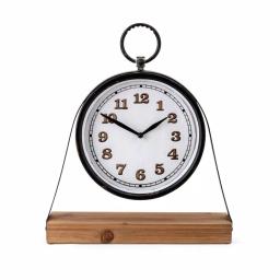 Unbranded Collier Wrought Iron and Fir Wood Analog Wall Clock - Black thumbnail 2