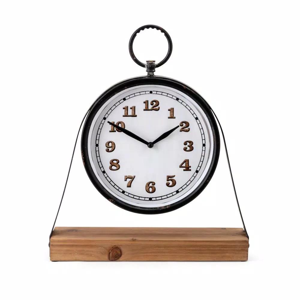 Unbranded Collier Wrought Iron and Fir Wood Analog Wall Clock - Black
