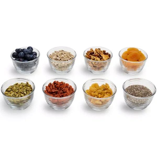 Libbey 8-Piece Small Glass Bowl Set with Lids, 6.25 oz, Clear