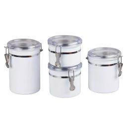 Creative Home 4-Piece White Stainless Steel Canister Set with Airtight Locking Clamp Lids thumbnail 1