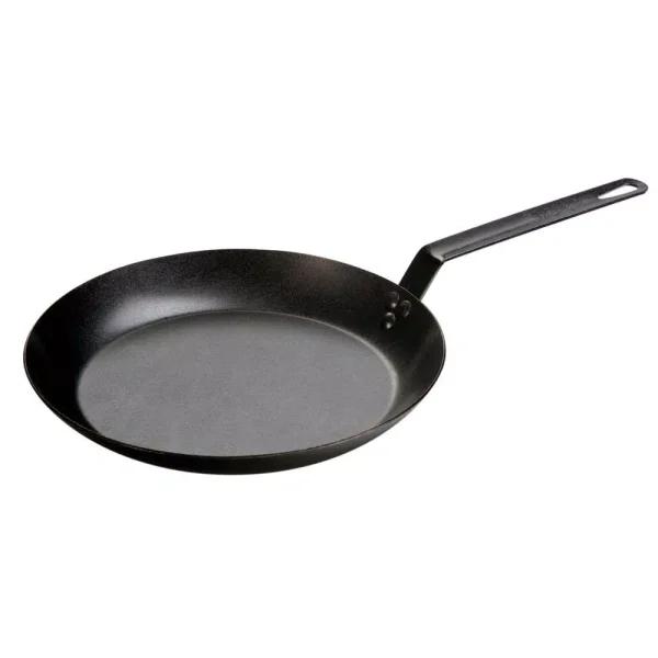 Lodge 12 in. Carbon Steel Skillet, Seasoned Black Heavy Duty Pan