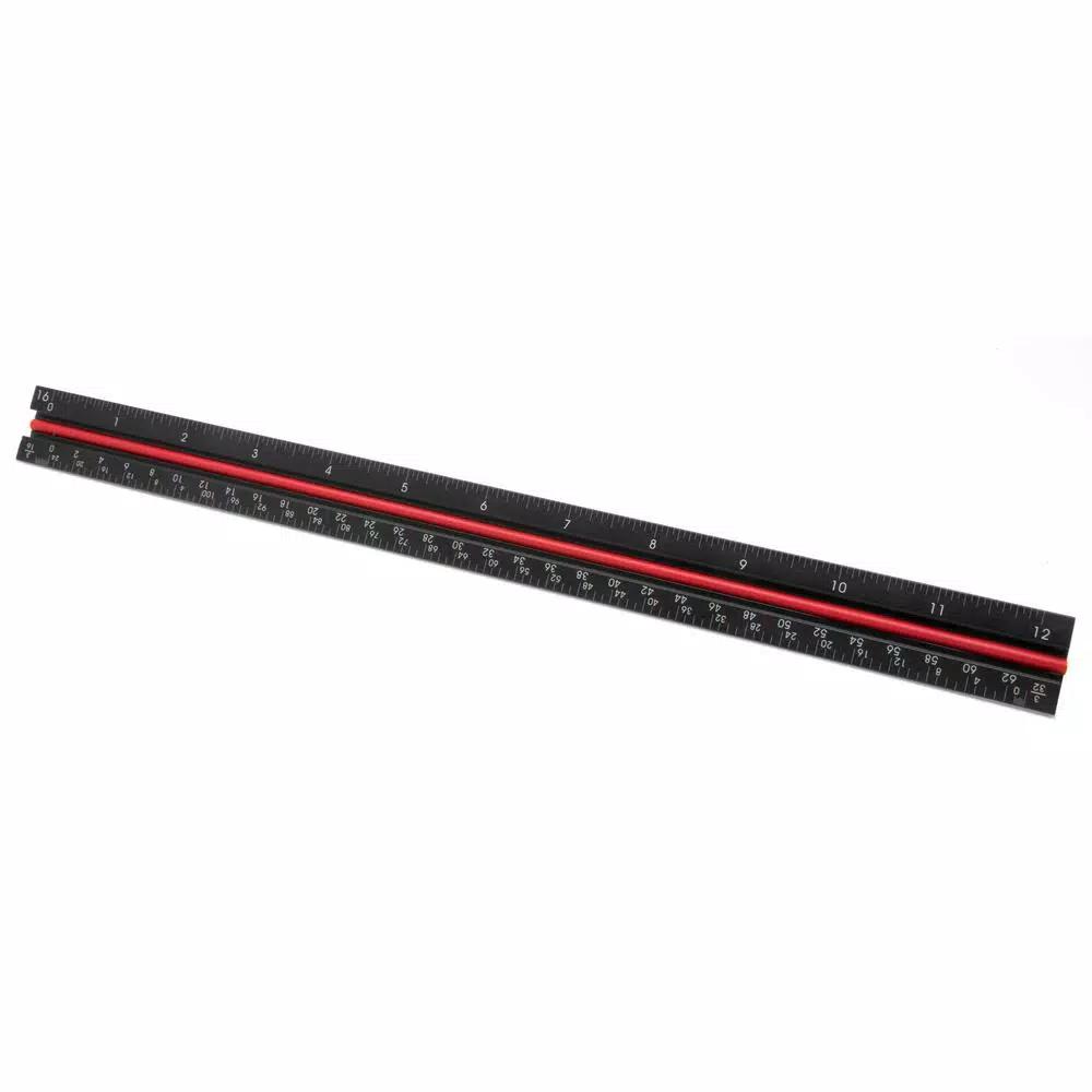 WEN 12 in. Aluminum Triangular Architect Ruler with Laser-Etched Imperial Scales