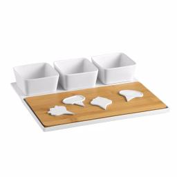 Over and Back Dover 9-Piece White Porcelain and Bamboo Cheese Serving Set thumbnail 1