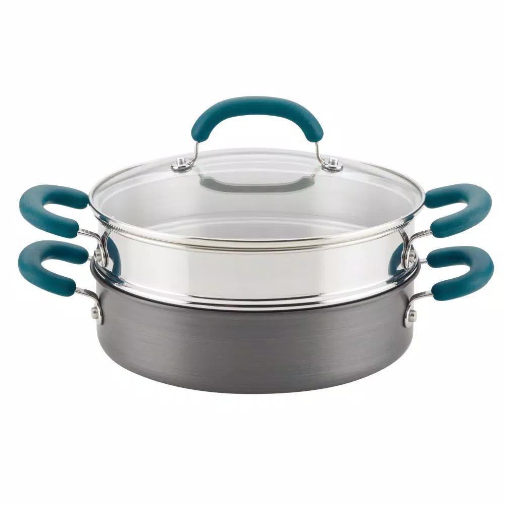 Rachael Ray Create Delicious 3 qt. Hard Anodized Aluminum Nonstick Steamer Set, Gray