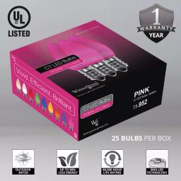 Wintergreen Lighting OptiCore C7 LED Pink Smooth Opaque Christmas Light Bulbs, 25-Pack thumbnail 2