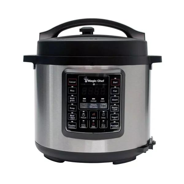Magic Chef 6 Qt. Stainless Steel 7-in-1 Electric Multi-Cooker and Pressure Cooker
