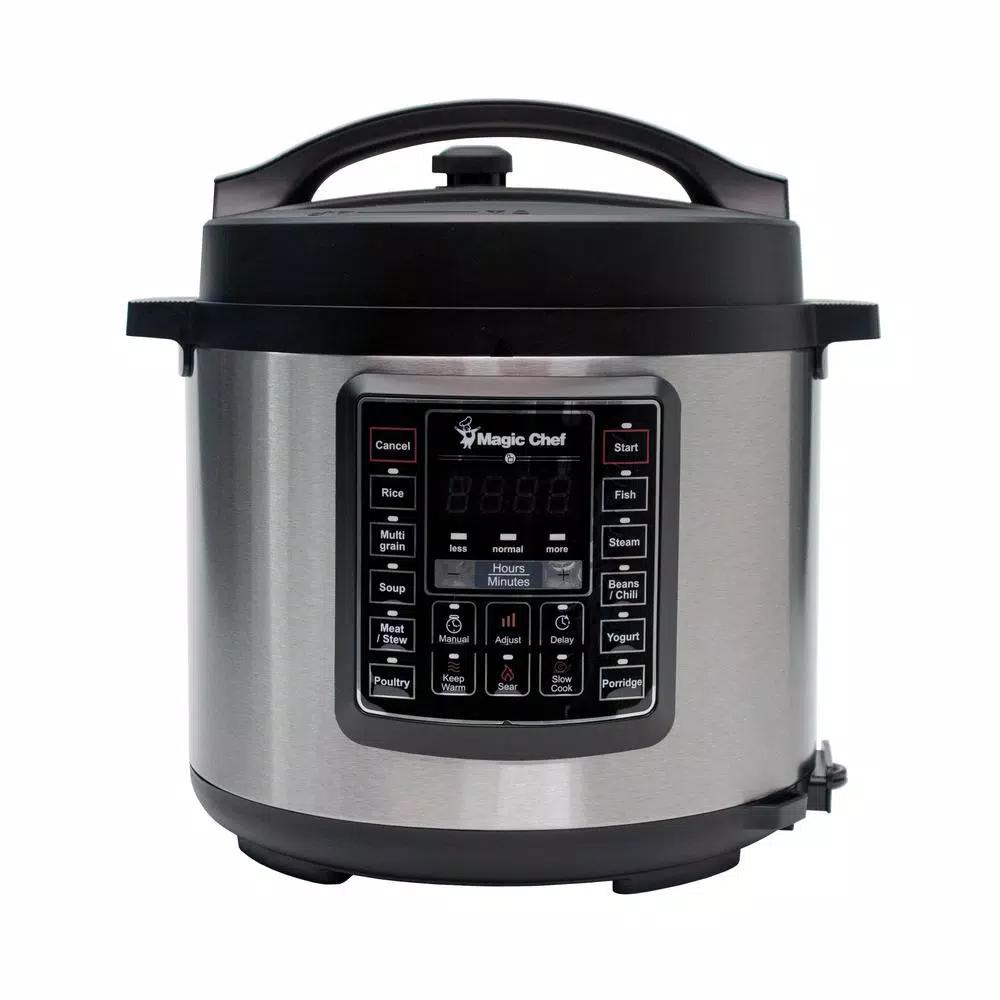 Magic Chef 6 Qt. Stainless Steel 7-in-1 Electric Multi-Cooker and Pressure Cooker