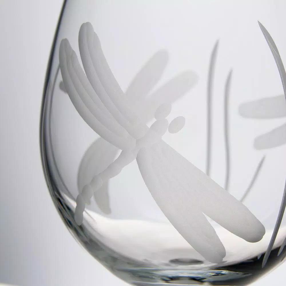 Rolf Glass Dragonfly Etched 18 oz. Balloon Red Wine Glasses, Set of 4