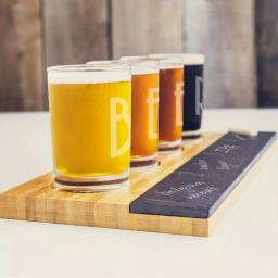 Cathy's Concepts Bamboo and Slate Craft Beer Tasting Flight Set with 4 Engraved 5.5 oz. Taster Glasses thumbnail 2