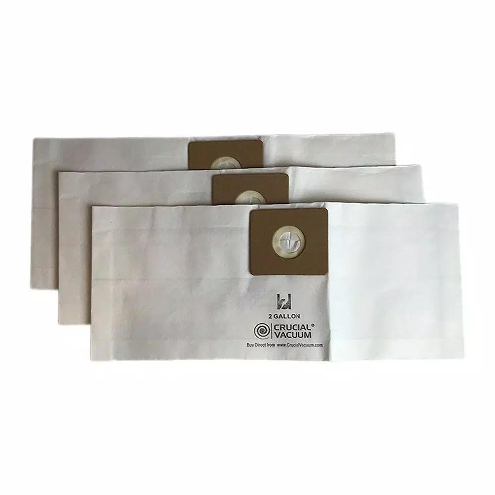 Think Crucial 3-Pack Replacement Type B Vacuum Bags Compatible with Shop-Vac 2 Gal. and 2.5 Gal. Wet/Dry Vacuums, Replaces SV-9066800