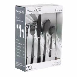 Megachef Cravat 20-Piece Matte Black Flatware Set, 18/10 Stainless Steel Silverware Service for 4 thumbnail 6