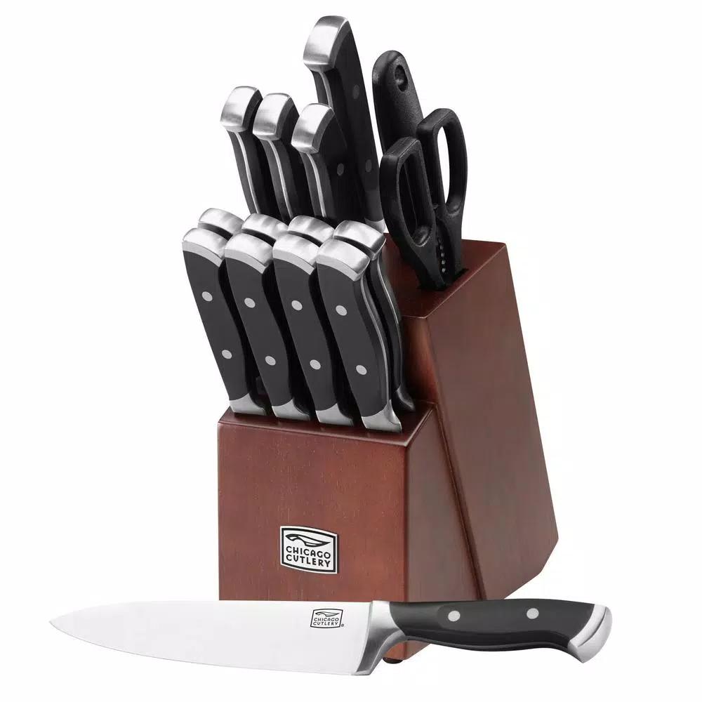 Chicago Cutlery Armitage 16-Piece German Forged Stainless Steel Knife Block Set with Espresso Wood Block