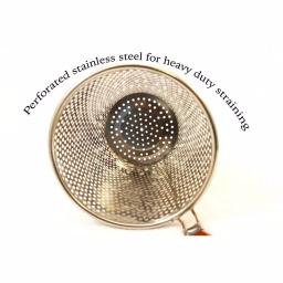 ExcelSteel 6.25 in. Stainless Steel Pasta Basket with Wood Covered Handles thumbnail 4