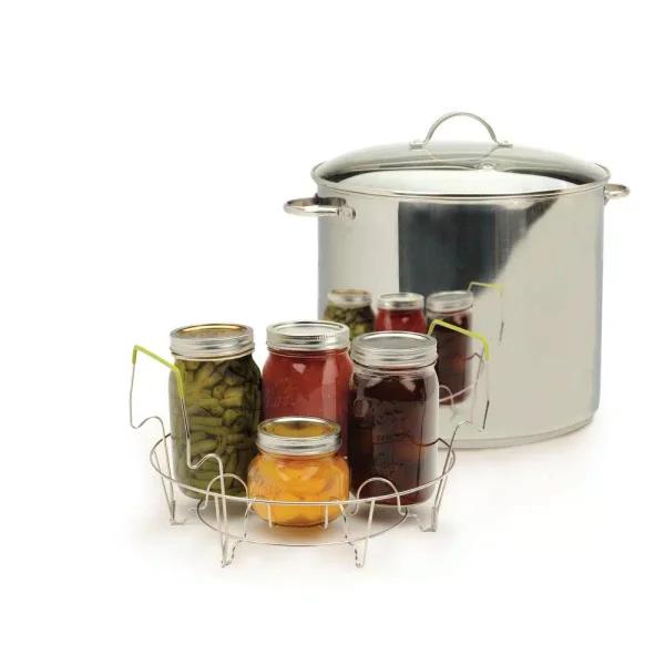 RSVP International Endurance 20 qt. Stainless Steel Water Bath Canner with Glass Lid and Rack